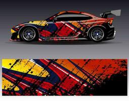 Car wrap design vector. Graphic abstract stripe racing background kit designs for wrap vehicle  race car  rally  adventure and livery vector