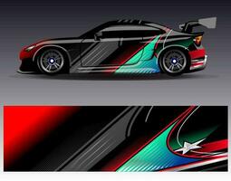 Car wrap design vector. Graphic abstract stripe racing background kit designs for wrap vehicle  race car  rally  adventure and livery vector