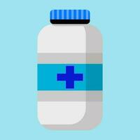 Medicine bottle with cap in flat vector illustration design