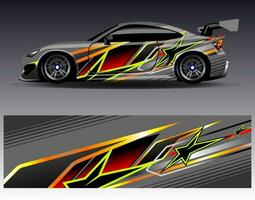 Car wrap design vector. Graphic abstract stripe racing background kit designs for wrap vehicle  race car  rally  adventure and livery vector