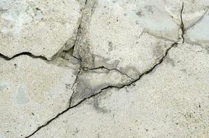 Cracks in the surface of a road or building wall caused by an earthquake photo