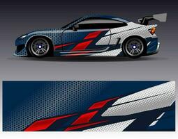 Car wrap design vector. Graphic abstract stripe racing background kit designs for wrap vehicle  race car  rally  adventure and livery vector