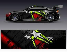 Car wrap design vector. Graphic abstract stripe racing background kit designs for wrap vehicle  race car  rally  adventure and livery vector