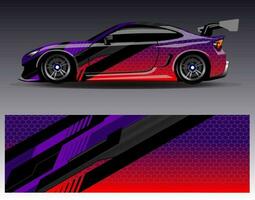 Car wrap design vector. Graphic abstract stripe racing background kit designs for wrap vehicle  race car  rally  adventure and livery vector
