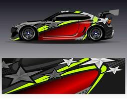 Car wrap design vector. Graphic abstract stripe racing background kit designs for wrap vehicle  race car  rally  adventure and livery vector