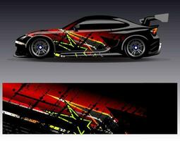 Car wrap design vector. Graphic abstract stripe racing background kit designs for wrap vehicle  race car  rally  adventure and livery vector