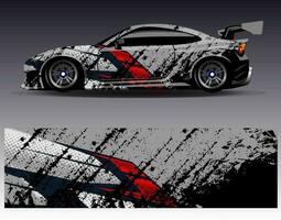 Car wrap design vector. Graphic abstract stripe racing background kit designs for wrap vehicle  race car  rally  adventure and livery vector