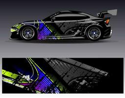 Car wrap design vector. Graphic abstract stripe racing background kit designs for wrap vehicle  race car  rally  adventure and livery vector