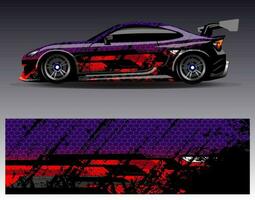 Car wrap design vector. Graphic abstract stripe racing background kit designs for wrap vehicle  race car  rally  adventure and livery vector