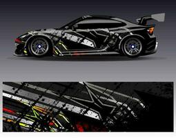 Car wrap design vector. Graphic abstract stripe racing background kit designs for wrap vehicle  race car  rally  adventure and livery vector