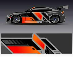 Car wrap design vector. Graphic abstract stripe racing background kit designs for wrap vehicle  race car  rally  adventure and livery vector