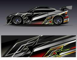 Car wrap design vector. Graphic abstract stripe racing background kit designs for wrap vehicle  race car  rally  adventure and livery vector