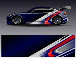 Car wrap design vector. Graphic abstract stripe racing background kit designs for wrap vehicle  race car  rally  adventure and livery vector