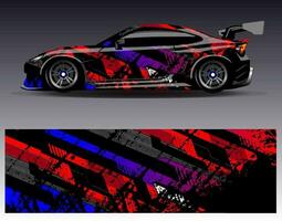 vector de diseño de envoltura de coche. Diseños de kits de fondo de carreras de franjas abstractas gráficas para envolver vehículos carrera de autos rally aventura y librea