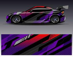 vector de diseño de envoltura de coche. Diseños de kits de fondo de carreras de franjas abstractas gráficas para envolver vehículos carrera de autos rally aventura y librea