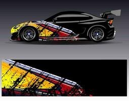 Car wrap design vector. Graphic abstract stripe racing background kit designs for wrap vehicle  race car  rally  adventure and livery vector