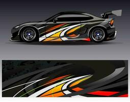 Car wrap design vector. Graphic abstract stripe racing background kit designs for wrap vehicle  race car  rally  adventure and livery vector