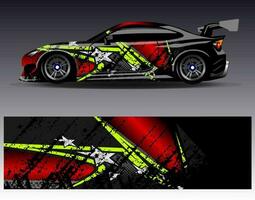 Car wrap design vector. Graphic abstract stripe racing background kit designs for wrap vehicle  race car  rally  adventure and livery vector