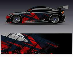 Car wrap design vector. Graphic abstract stripe racing background kit designs for wrap vehicle  race car  rally  adventure and livery vector