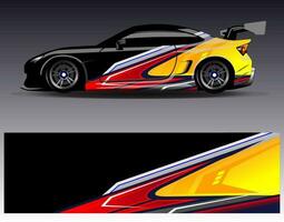 Car wrap design vector. Graphic abstract stripe racing background kit designs for wrap vehicle  race car  rally  adventure and livery vector