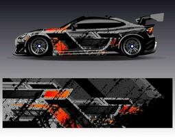 Car wrap design vector. Graphic abstract stripe racing background kit designs for wrap vehicle  race car  rally  adventure and livery vector