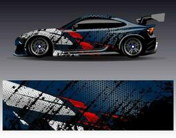 Car wrap design vector. Graphic abstract stripe racing background kit designs for wrap vehicle  race car  rally  adventure and livery vector