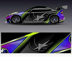 vector de diseño de envoltura de coche. Diseños de kits de fondo de carreras de franjas abstractas gráficas para envolver vehículos carrera de autos rally aventura y librea