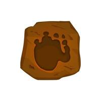 Ancient dinosaur footprint, archeology fossil vector