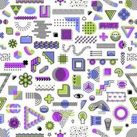 Memphis pattern background of geometric shapes vector