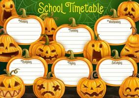 School timetable, weekly schedule vector template