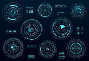 Circle futuristic HUD digital interface, screen vector