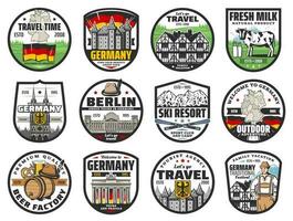 Alemania viajar, cocina y cultura íconos vector