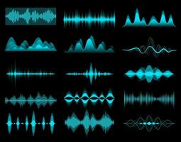 HUD sound music equalizer, audio waves interface vector