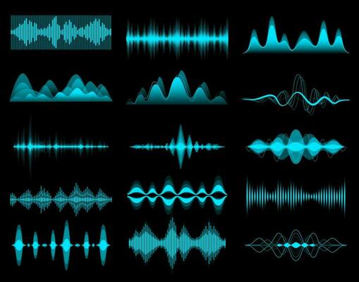 HUD sound music equalizer, audio waves interface