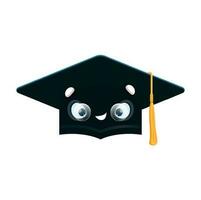 Cartoon student graduation cap, school character vector