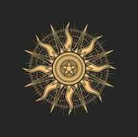 Esoteric and occult pentagram, mason, tarot symbol vector
