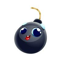 Cartoon comical bomb character with wick or fuse vector