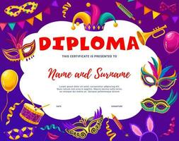 Samba dancer diploma with carnival objects vector