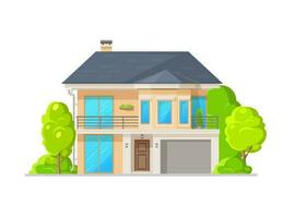 Modern residential house exterior with garage vector