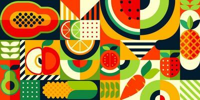 Fruits Bauhaus modern geometric pattern background vector