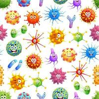 Cartoon virus, microbe, bacteria seamless pattern vector