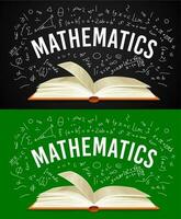 matemáticas libro de texto con fórmulas en colegio pizarra vector