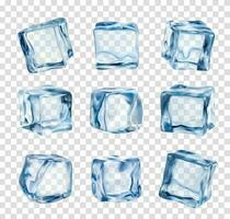 hielo cubitos, realista cristal hielo bloques aislado vector