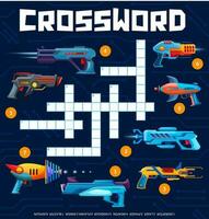 Blaster and handgun weapon kids toy crossword game vector