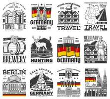 Germany culture, history architecture icons vector