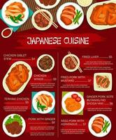 Japanese food dishes and meals menu template vector