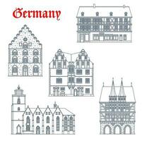 Alemania puntos de referencia arquitectura en hesse, íconos vector