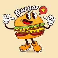 hamburguesa mascota vector arte, ilustración, icono y gráfico