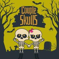 Couple Skulls Vector Art, Illustration, Icon and Graphic