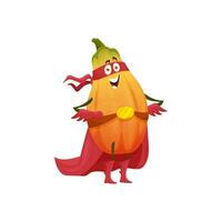 papaya Fruta dibujos animados superhéroe vector personaje